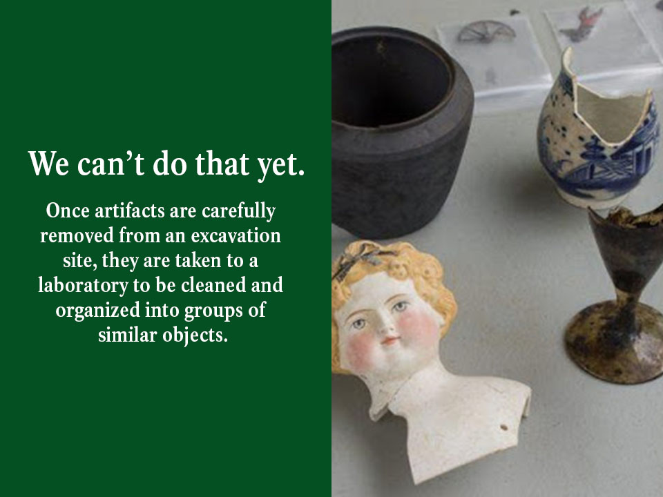 An archaeologist uses a book to match the dirt sample found where the artifact was located.