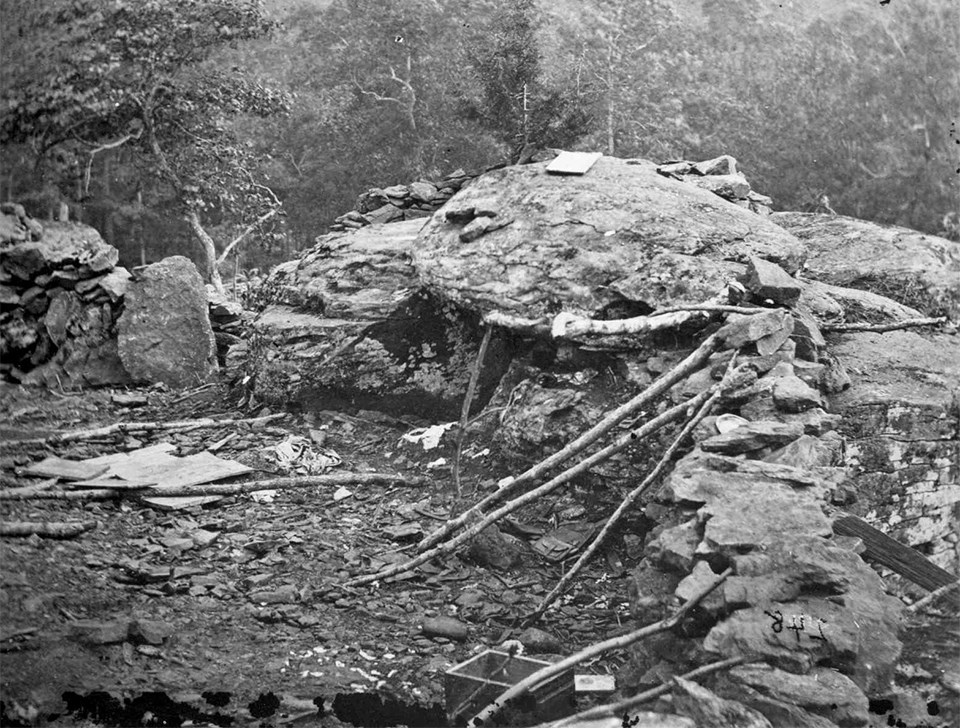 A large rock wall was built by Union soldiers on July 2, 1863.