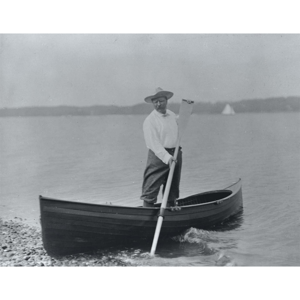 Theodore Roosevelt in a boat on Cold Spring Harbor Shore