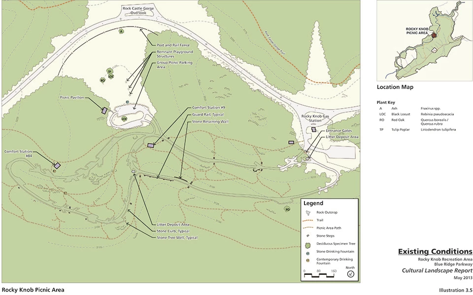 This map shows proposed land use in the Rocky Knob area of the Blue Ridge Parkway.