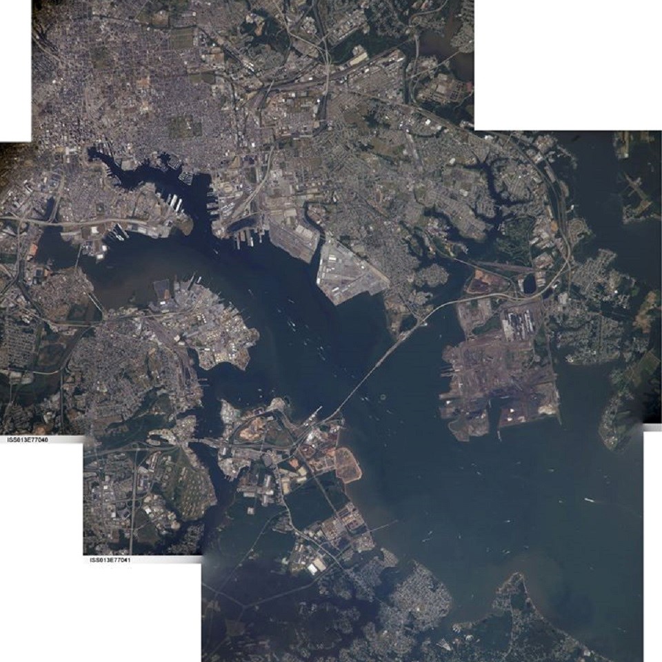 Aerial view of Baltimore Harbor