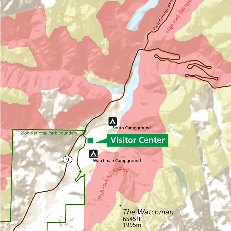 geologic map of zion canyon area near visitor center
