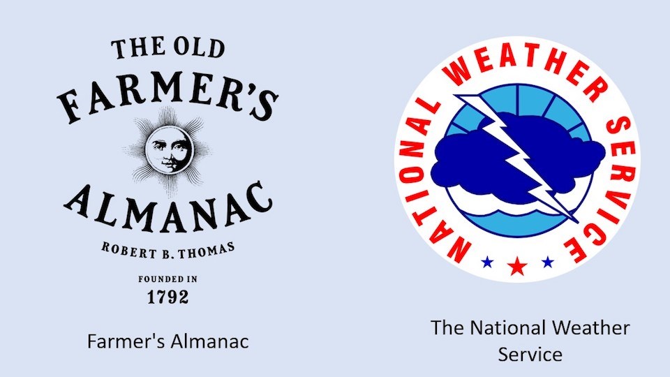 The Old Farmer's Almanac logo versus the National Weather Service Logo