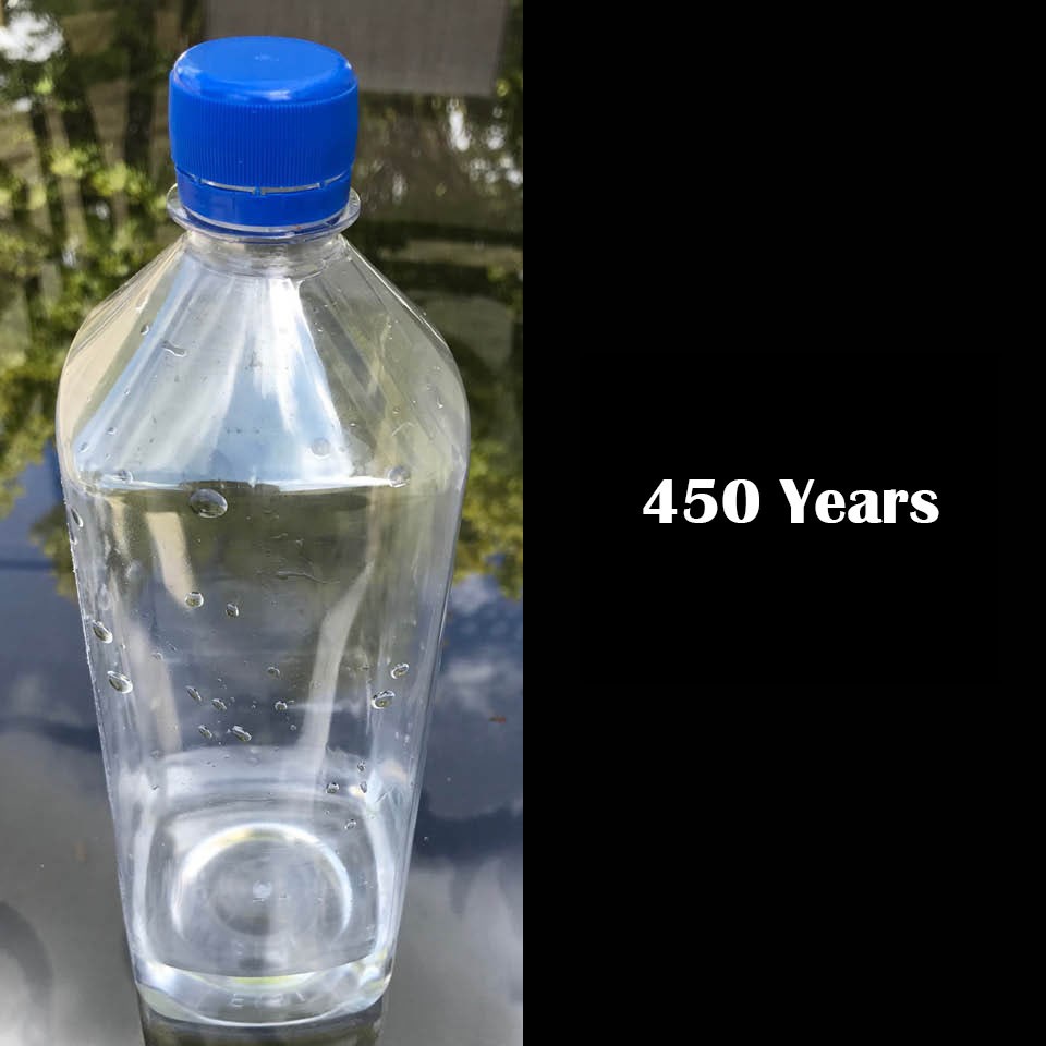 Plastic bottle with a blue cap, 450 Years