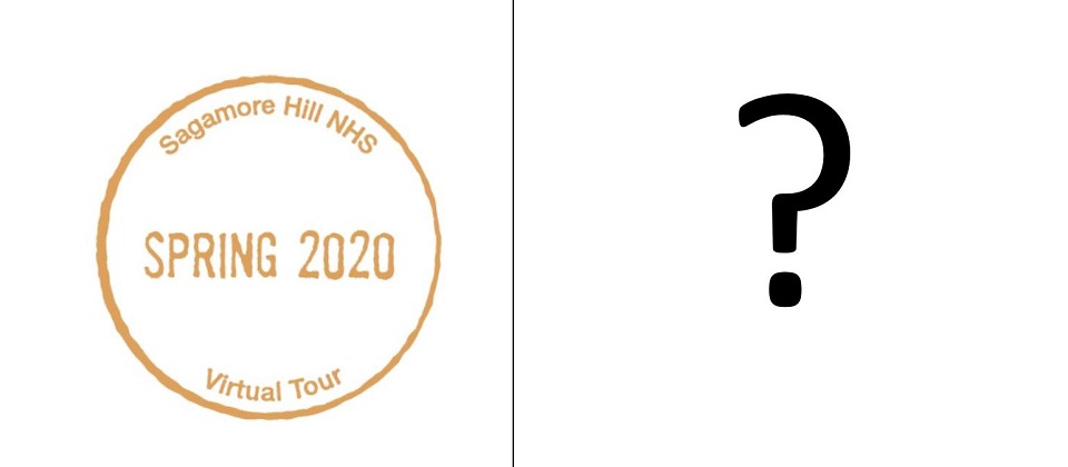 Colorful three-story house next to a passport for Sagamore Hill NHS