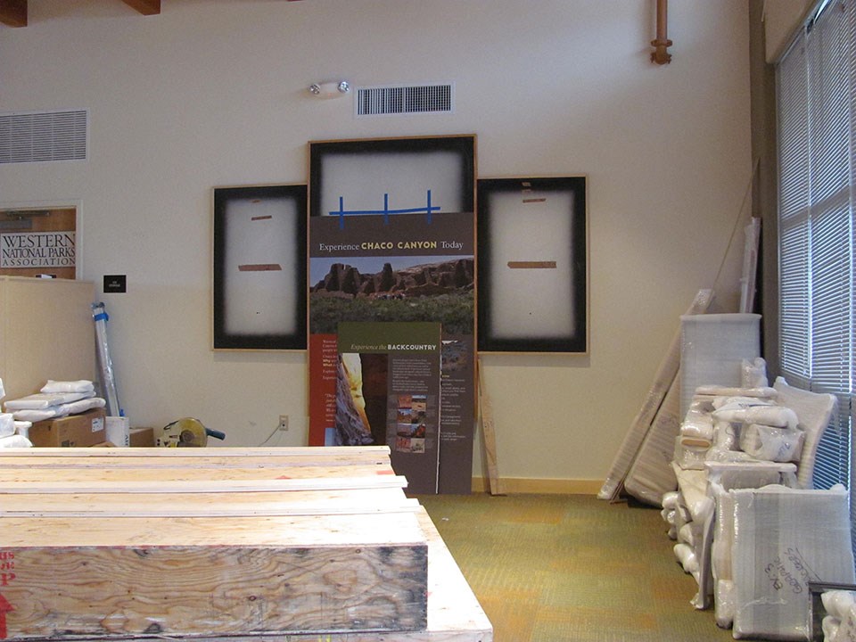 Chaco Culture Exhibit Wall During Installation
