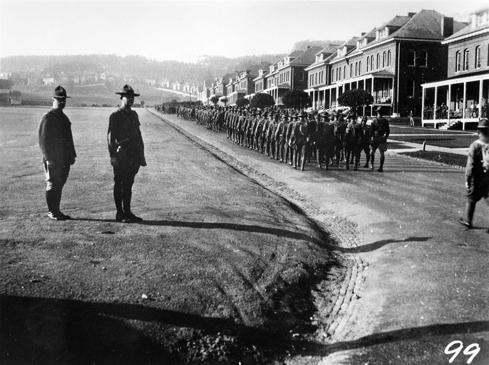 Photo of troops in the Presidio c1898