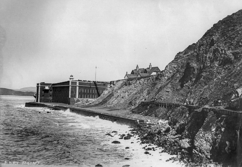 Historic photo of Fort Point from the west shore