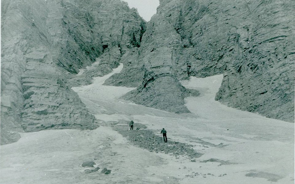 View of ice and rock