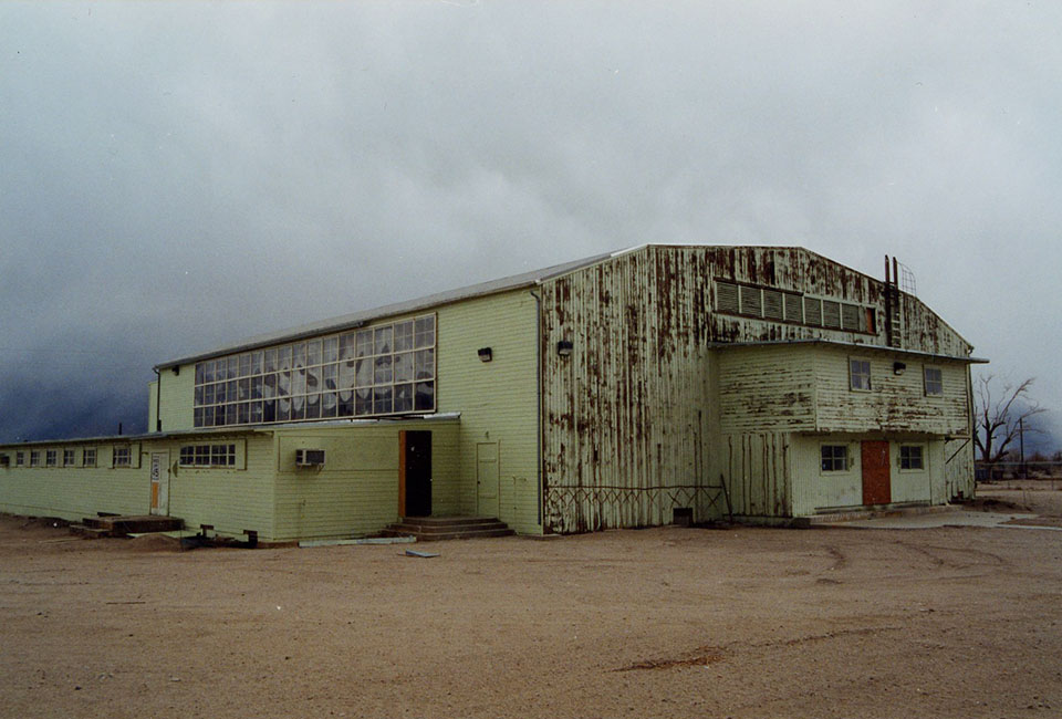 Run down green and brown auditorium