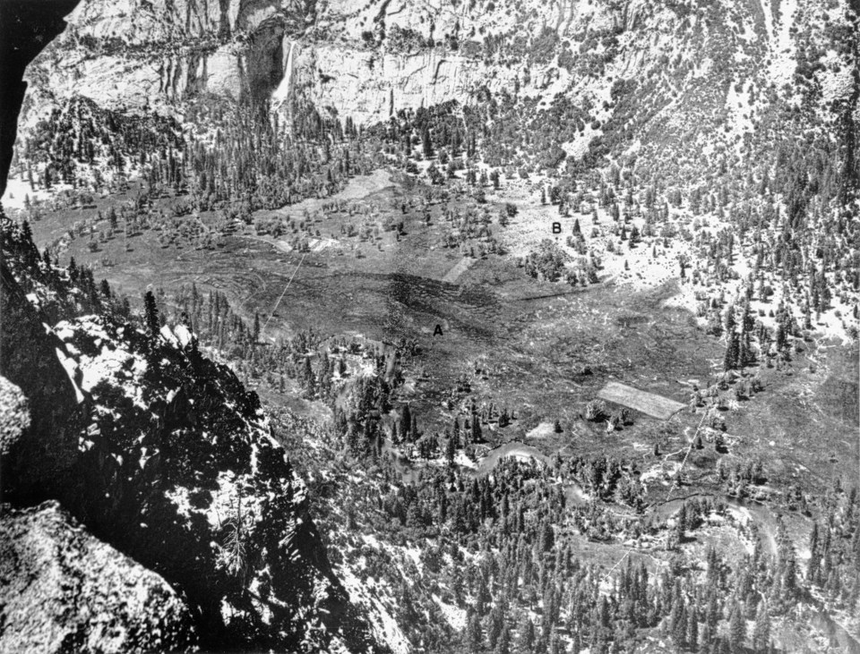 View of valley floor from the top of a cliff