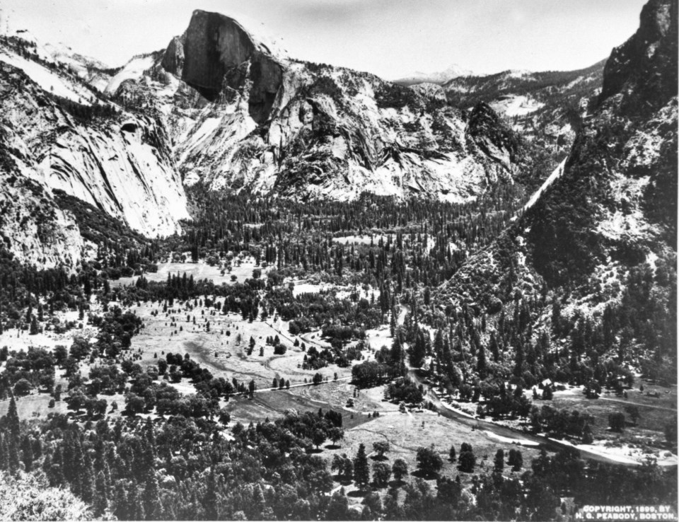 View of the Valley floor with granite mountains in background.