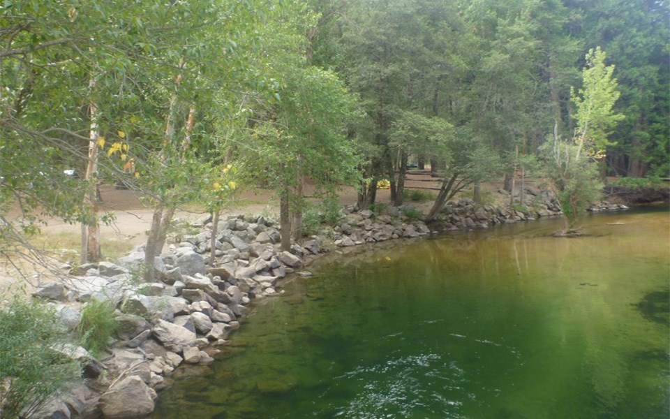 Swinging Bridge area before riprap was removed.