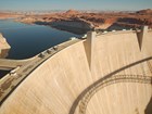 aerial view of glen canyon and fire engine trucks