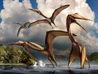 painting of four giant pterosaurs 
