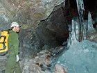 Lava Beds ice formations in lava tube