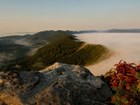 ridge and valley with fog