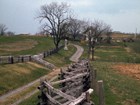 road and split-rail fence on parkland