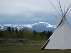 tepee and mountains