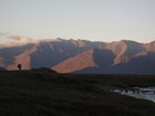 lone hiker in large valley