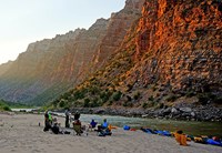 River camp and canyon wall