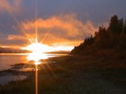 sunset over river
