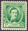 A sketch of Stephen Foster appears on a postage stamp.