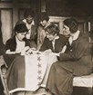 Alice Paul sewing state star into women's suffrage flag. Courtesy of the Library of Congress. 