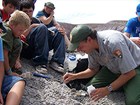 Parker with students
