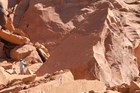 NPS staff work to document a recently discovered slab of Navajo Sandstone 