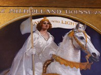 Painting of suffragist on a horse