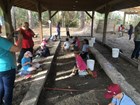 Kids excavating at Fort Frederica 2018