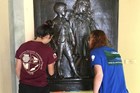 A CRDIP intern works at Saint-Gaudens National Historical Park. NPS photo