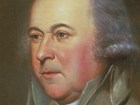Detail, color portrait of John Adams showing just his face.