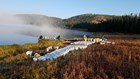 Biologists prepare for the application of rotenone at Grebe Lake in September 2017