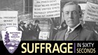 Merged image of Woodrow Wilson and suffrage pickets