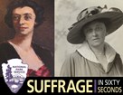 Painting and photo of Maud Younger with Suffrage in 60 Seconds Logo