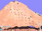 model of fossil tracks on rock slab