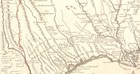 The map shows the routes/trails of St. Denis through and to the Red River