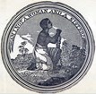 A Black woman kneels, her hands are chained and raised asking for help 