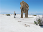 photo-illustration of a ranger standing next to a mammoth 