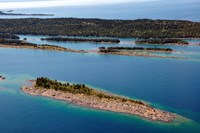 Aerial view if northeast Isle Royale with its numerous islands, peninsulas, and bays.
