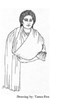 Drawing of woman with shawl wrapped around her
