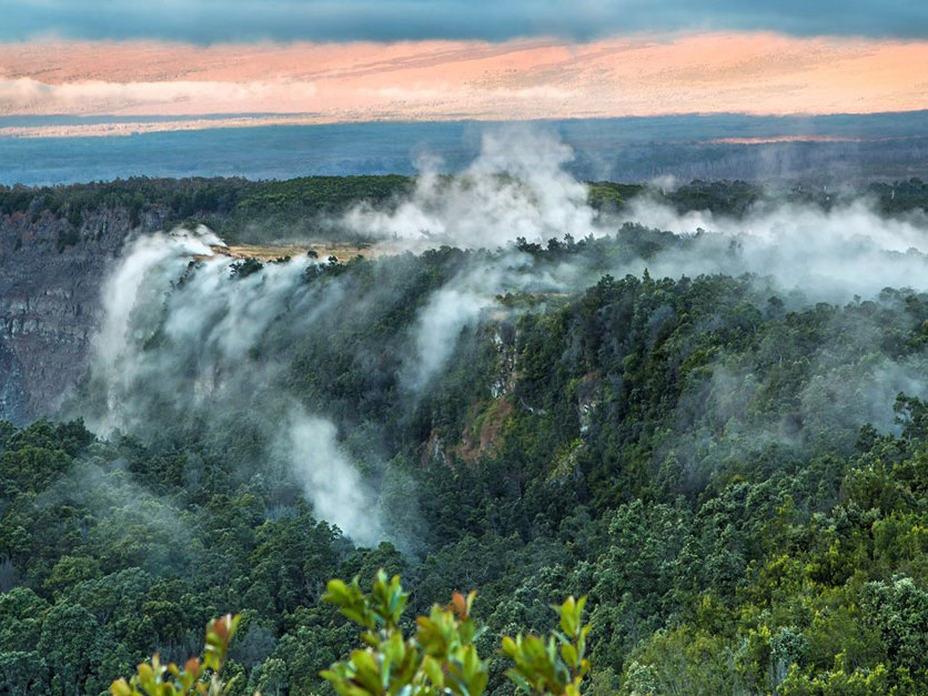 steam vents on the crater rim
