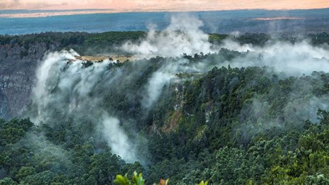 steam vents on the crater rim