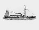 A drawing of a historic steamboat.