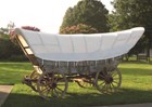 Historic wooden, covered wagon.