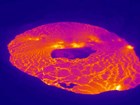 photo of a lava lake taken with a thermal camera