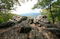 A rocky outcropping overlooking the Blue Ridge mountains.