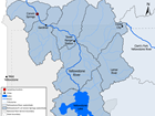 Map of the Yellowstone River from Yellowstone Lake to the monitoring location at Corwin Springs, MT.